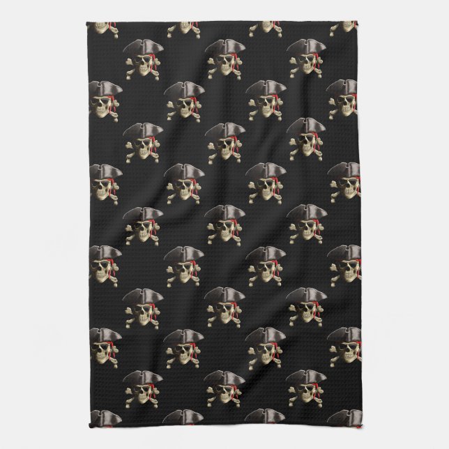 Pirate Skull And Hat Tea Towel (Vertical)