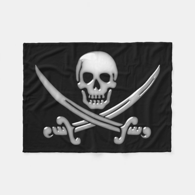 Pirate Skull and Sword Crossbones (TLAPD) Fleece Blanket (Front (Horizontal))