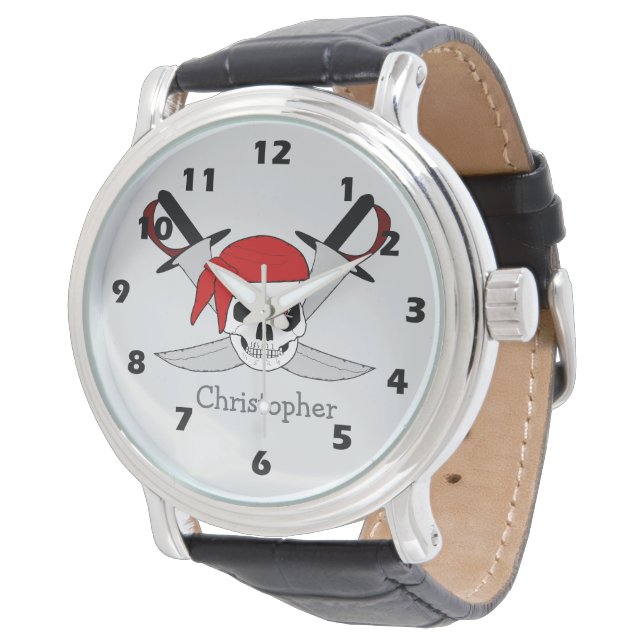 Pirate Skull And Swords Design Watch (Angled)