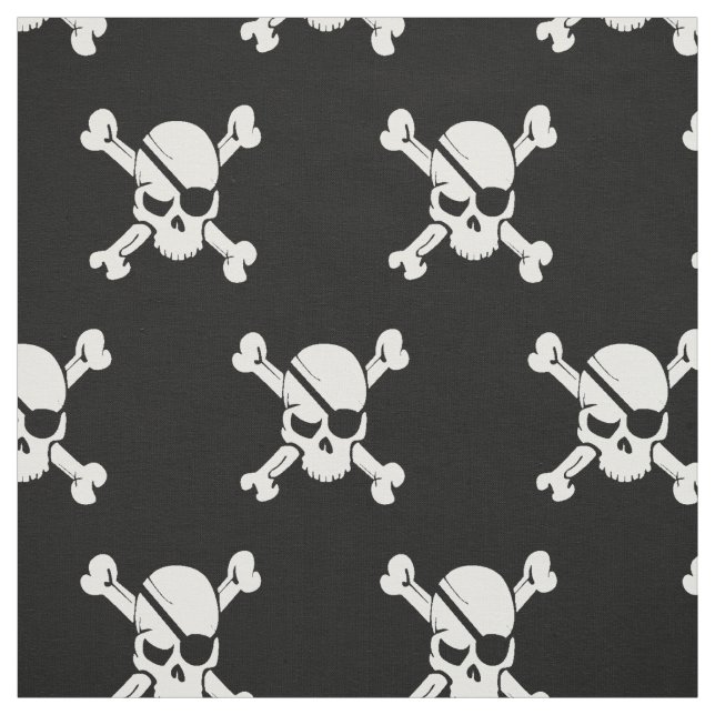 Pirate Skull Black and White Fabric (Swatch)