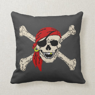 Pirate Skull Bones Jolly Roger Cushion