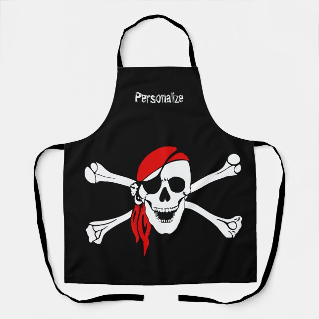 Pirate Skull &  Bones Skeleton Eye Patch Apron (Front)