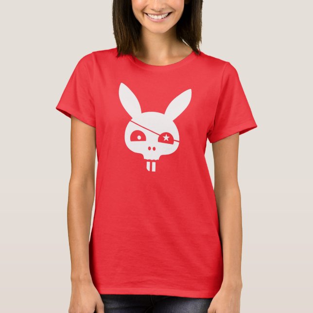 Pirate Skull Bunny With EyePatch T-Shirt (Front)