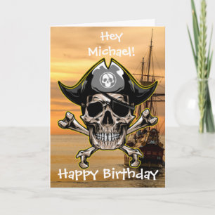 Pirate Skull Captain Cross Bones Card
