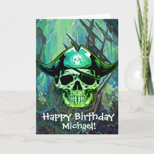 Pirate Skull Captain Cross Bones Ghost Ship Card