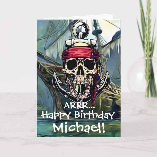 Pirate Skull Captain Ghost Ship Card (Front)
