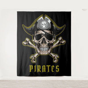 Pirate Skull Captain Royal Treasure backdrop Tapestry