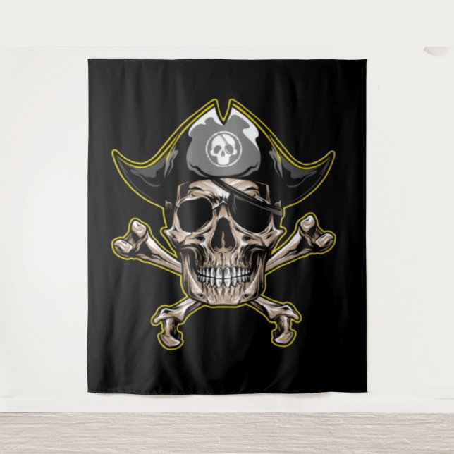 Pirate Skull Captain Royal Treasure Tapestry (Front)