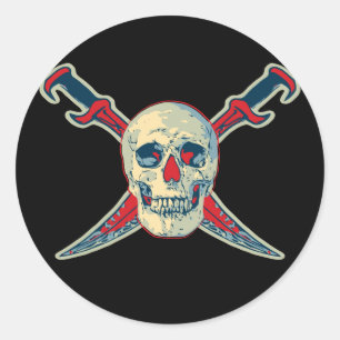 Pirate (Skull) - Classic Round Sticker, Glossy Sticker