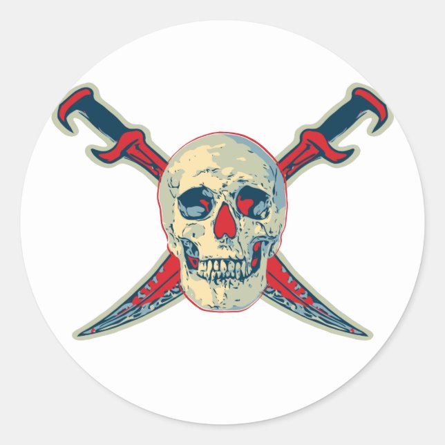 Pirate (Skull) - Classic Round Sticker, Glossy Sticker (Front)