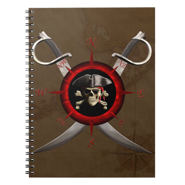 Pirate Skull Compass Rose Notebook (Front)