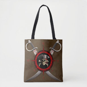 Pirate Skull Compass Rose Tote Bag