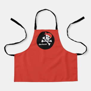 Pirate Skull Cool Custom Red Black Kids Monogram Apron
