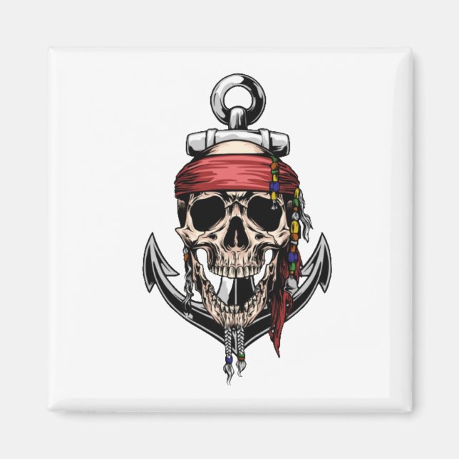 Pirate Skull Cross Bones Anchor Magnet (Front)