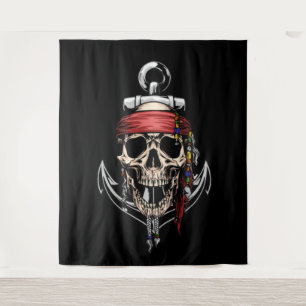 Pirate Skull Cross Bones Anchor  Tapestry