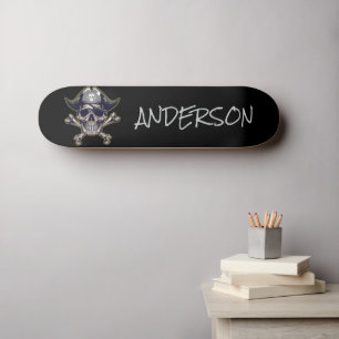 Pirate Skull & Cross Bones Personalised Skateboard