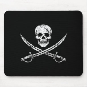 Pirate skull crossbones cross sword jolly roger mouse pad