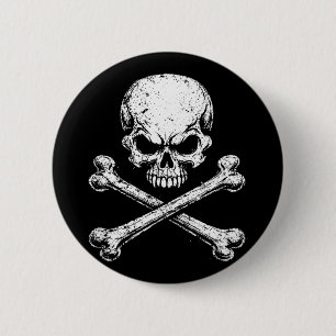 Pirate skull crossbones halloween jolly roger 6 cm round badge