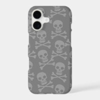 Pirate Skull Crossbones Pattern Grey