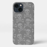 Pirate Skull Crossbones Pattern Grey