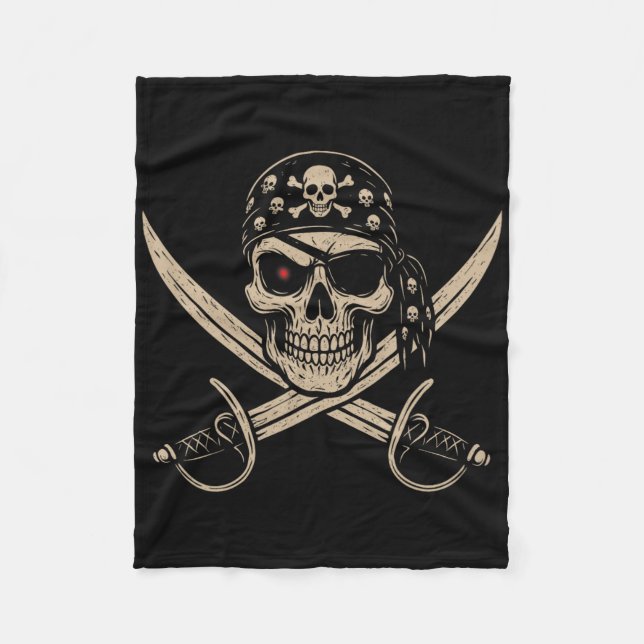Pirate Skull Crossbones Skeleton Halloween For Men Fleece Blanket (Front)