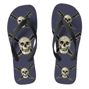 Pirate (Skull) - Custom Adult, Wide Straps Jandals