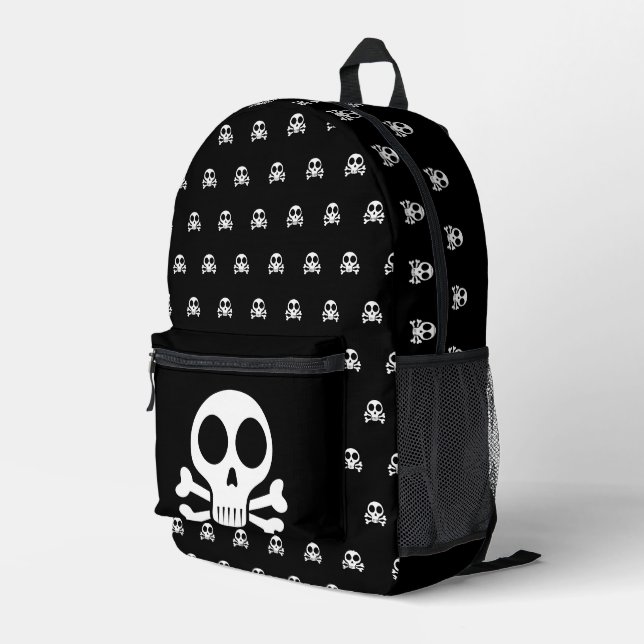 Pirate Skull Design Printed Backpack (Back Corner Right)