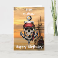 Pirate Skull Ghost Ship Captain Card
