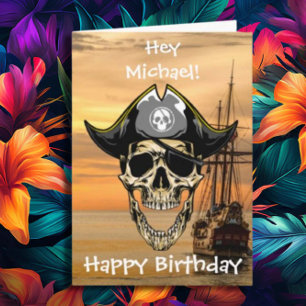 Pirate Skull Ghost Ship  Card