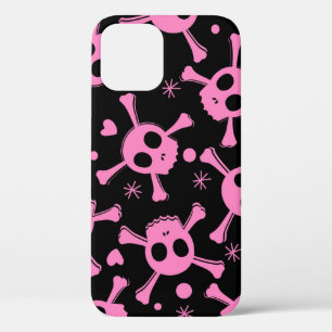 Pirate Skull: Girlish Hearts Pattern iPhone 12 Case