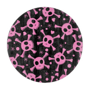 Pirate Skull: Girlish Hearts Pattern Cutting Board
