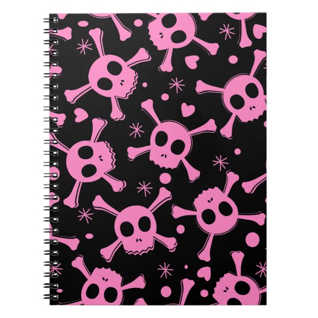 Pirate Skull: Girlish Hearts Pattern Notebook (Front)