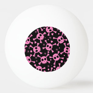 Pirate Skull: Girlish Hearts Pattern Ping Pong Ball