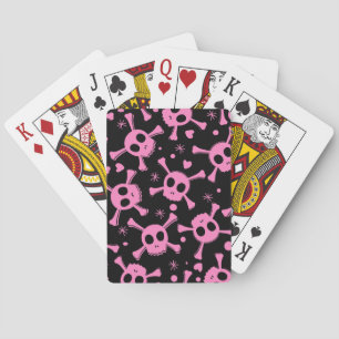 Pirate Skull: Girlish Hearts Pattern Playing Cards