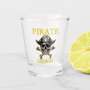 PIRATE SKULL GROOM GOLD GLASS
