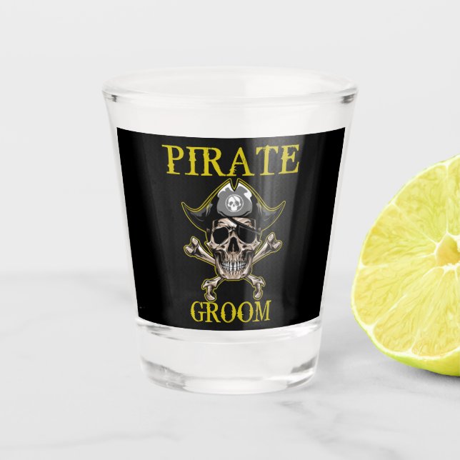 PIRATE SKULL GROOM  SHOT GLASS (Front)