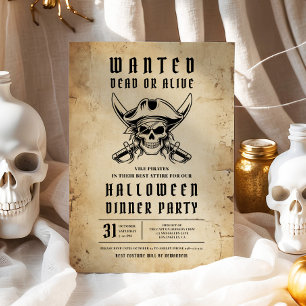 Pirate Skull Halloween Dinner Party  Invitation