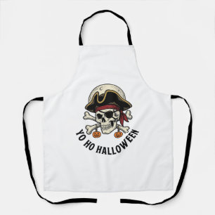 Pirate Skull Halloween Vintage Engraving White Shi Apron