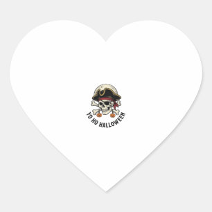 Pirate Skull Halloween Vintage Engraving White Shi Heart Sticker