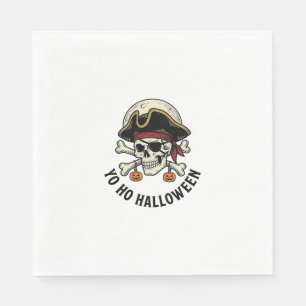 Pirate Skull Halloween Vintage Engraving White Shi Napkin