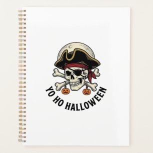 Pirate Skull Halloween Vintage Engraving White Shi Planner