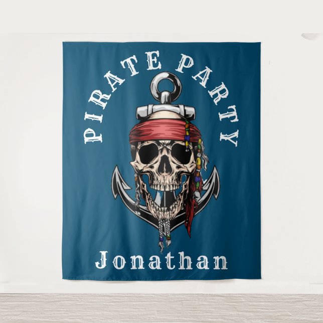 Pirate Skull Hearties backdrop Tapestry (Front)