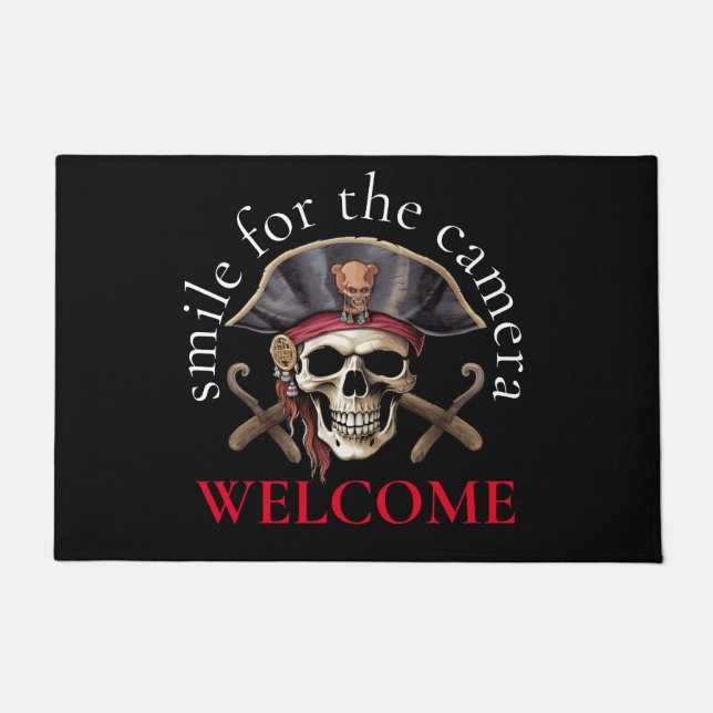 pirate Skull home living Doormat (Front)