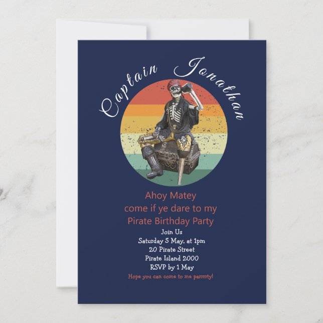 Pirate Skull Invitation birthday (Front)