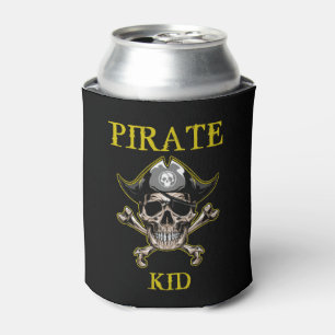 PIRATE SKULL KID GOLD CAN COOLER