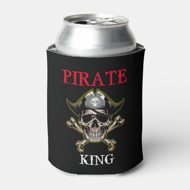 PIRATE SKULL KING CROSS BONES CAN COOLER (Can Front)