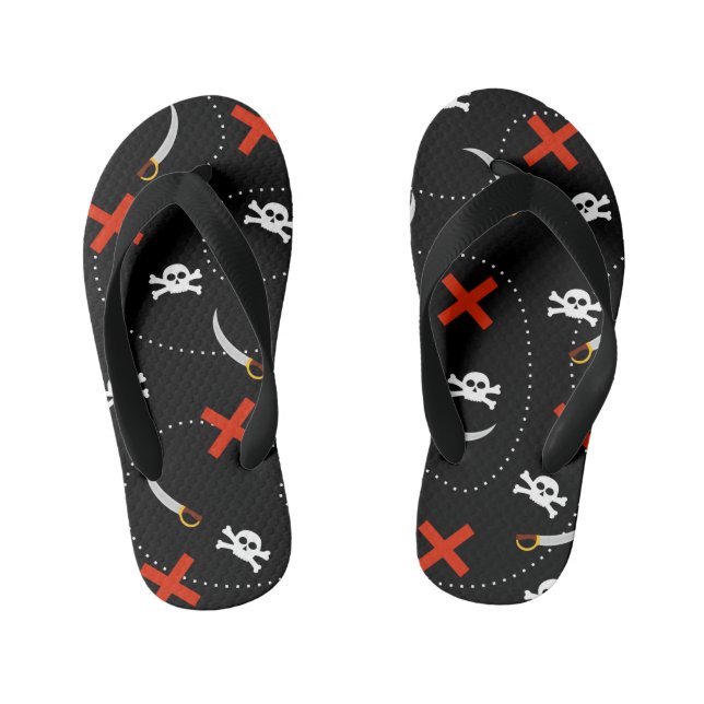 Pirate Skull Pattern Kid's Jandals (Footbed)