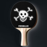 Pirate skull ping pong paddle for table tennis<br><div class="desc">Personalised name or monogram ping pong paddle for table tennis Sports game gift idea for men women and kids. Pirate skull design with cross bones. Custom background colour. Fun for player and coach.</div>