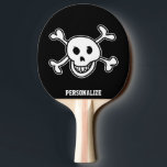 Pirate skull ping pong paddle for table tennis<br><div class="desc">Personalised name or monogram ping pong paddle for table tennis Sports game gift idea for men women and kids. Pirate skull design with cross bones. Custom background colour. Fun for player and coach.</div>