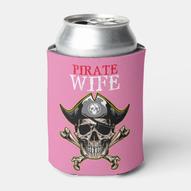 PIRATE SKULL PINK MOM  CAN COOLER (Can Front)